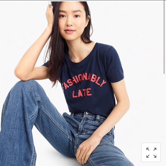 💎J Crew navy blue Fashionably Late T-shirt - Picture 3 of 11